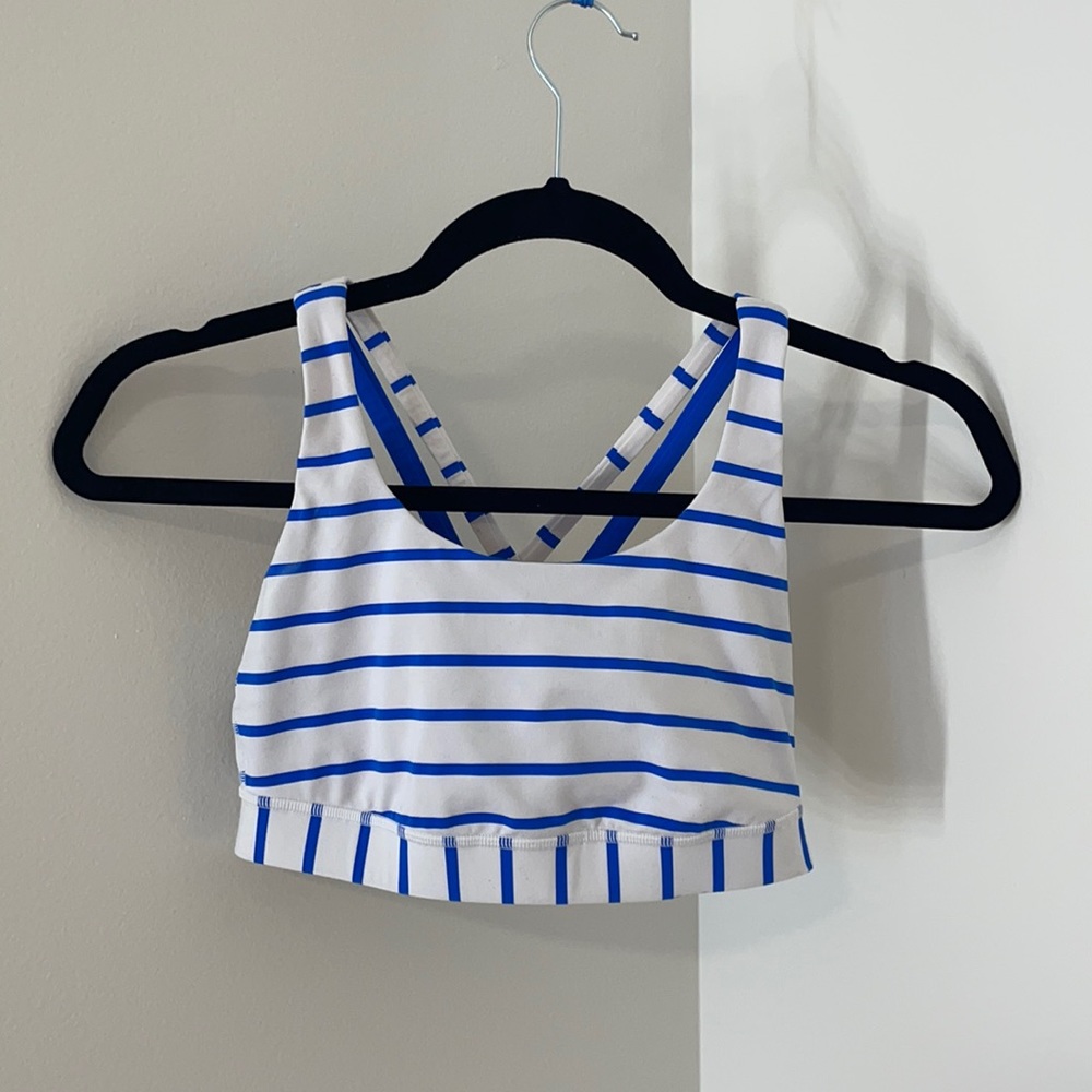 LULULEMON athletica SIZE 4 white/blue sports bra